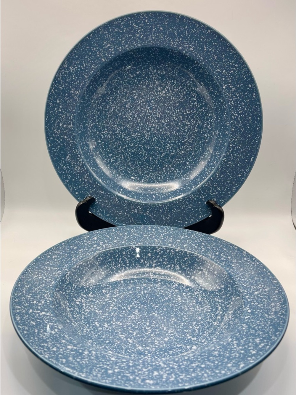 Vintage Mikasa Ultrastone Country Blue Rimmed Bowls Set of 2 Japan